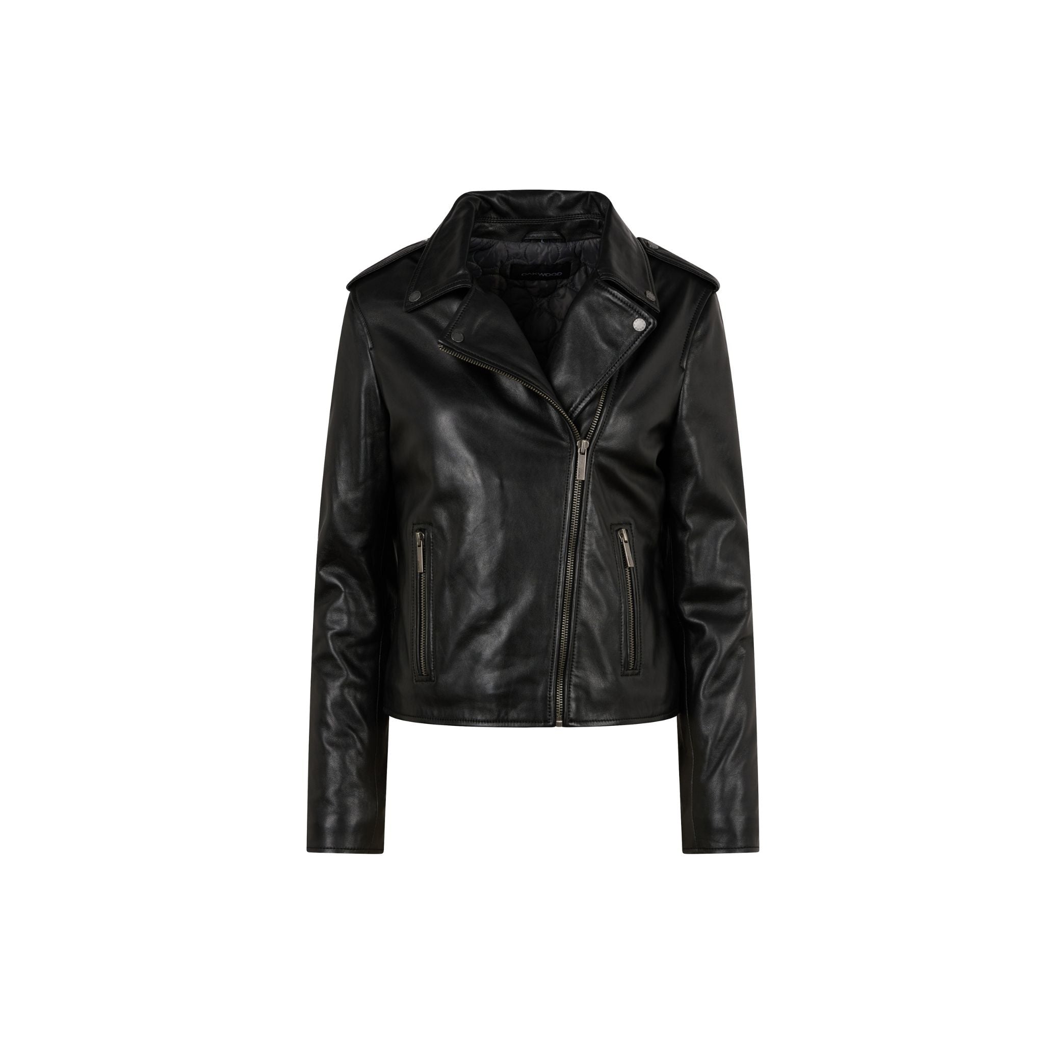MANHATTAN (REF. 65179) BLACK - ASYMMETRICAL LEATHER JACKET – OAKWOOD