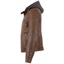 DRINK (REF. 63036)  TAN - LEATHER JACKET WITH REMOVABLE HOOD