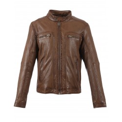 DRINK (REF. 63036)  TAN - LEATHER JACKET WITH REMOVABLE HOOD