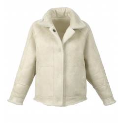 HELEN (REF. 63748) BEIGE CLAIR - VESTE REVERSIBLE EFFET PEAU LAINEE (100% LAINE)