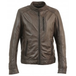 AGENT (REF. 63584 ) MARRON - BLOUSON CUIR VÉRITABLE