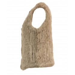 MAGALI (REF. 62683) BEIGE FONCE - GILET SANS MANCHE EN FOURRURE VÉRITABLE