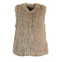 MAGALI (REF. 62683) BEIGE FONCE - GILET SANS MANCHE EN FOURRURE VÉRITABLE