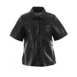 TAYLOR (REF. 63930) BLACK - GENUINE SHEEP LEATHER LOOSE SHIRT WITH SHORT SLEEVES