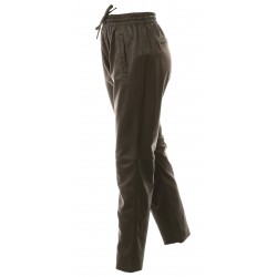 GIFT (REF. 63641) MARRON FONCE - PANTALON JOGPANT CUIR VÉRITABLE