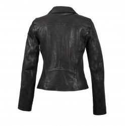 CLIPS (REF. 64095) BLACK -  ASYMETRICAL REFINED JACKET IN GENUINE LEATHER