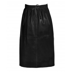 ALABAMA (REF. 63960) BLACK - LONG STRAIGHT SKIRT IN GENUINE LEATHER