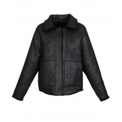 HELEN (REF. 63748) NOIR - VESTE REVERSIBLE EFFET PEAU LAINEE (100% LAINE)