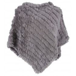 PONCHO DAVOS FOURRURE GRIS