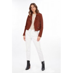 suede cropped biker jacket