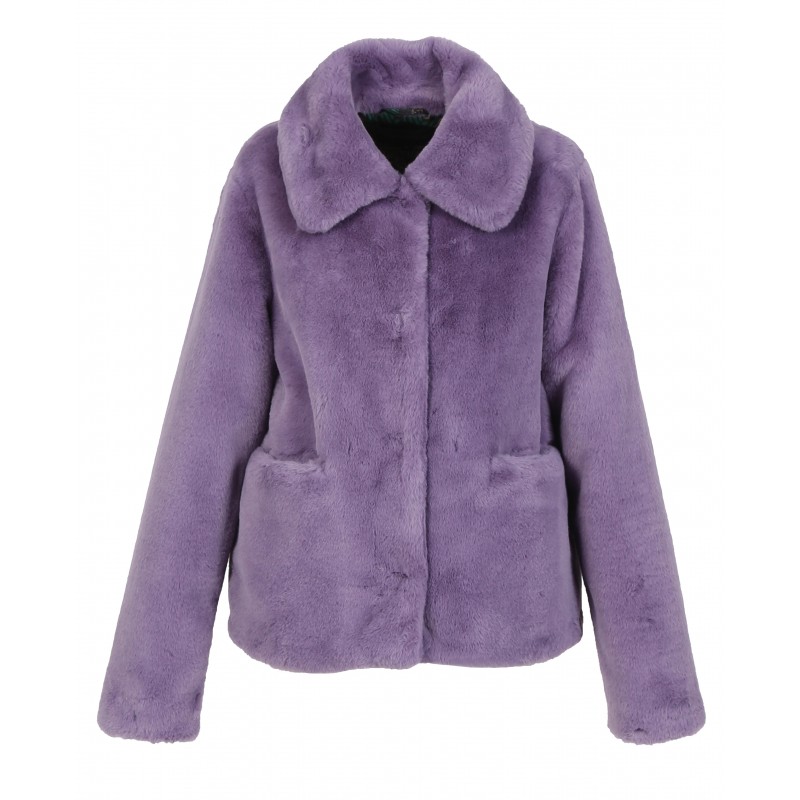 manteau fausse fourrure violet