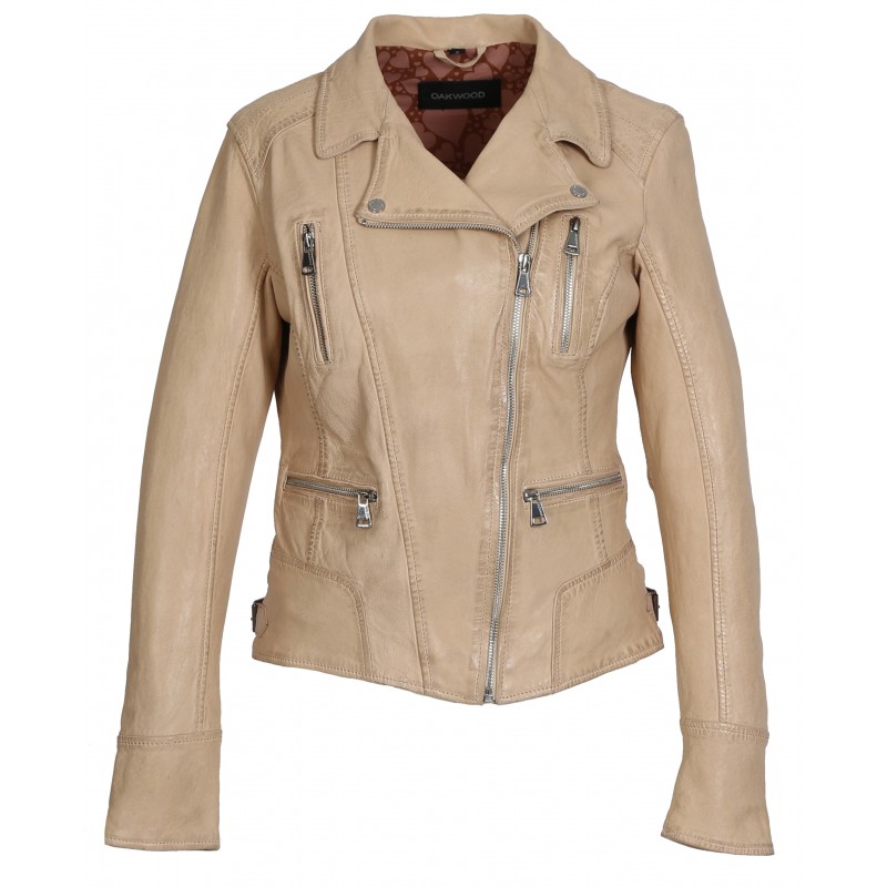 Blouson cuir on sale beige
