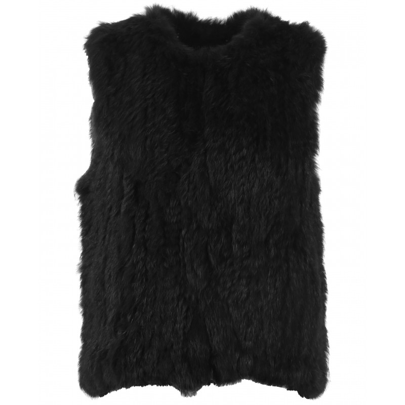 Black rabbit fur gilet hot sale