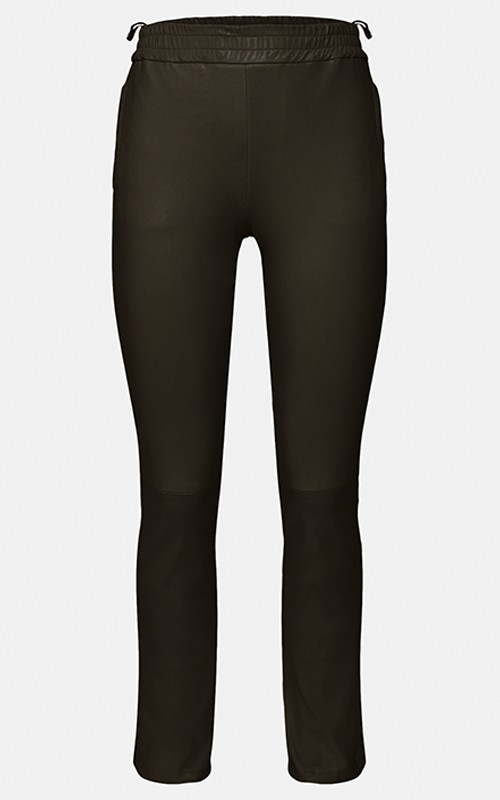 IVANA REF. 64510 DARK BROWN STRETCH GENUINE LEATHER LEGGINGS