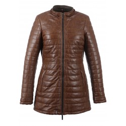 62592 - COGNAC LEATHER DOWNJACKET POPPING