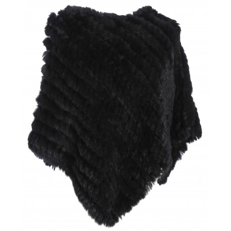 DAVOS (REF. 56034) BLACK - REAL FUR PONCHO