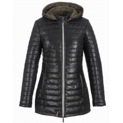 NATURAL FUR COLLAR BLACK DOWN JACKET POPPY