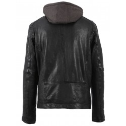 DRINK (REF. 63036)  BLACK - LEATHER JACKET WITH REMOVABLE HOOD