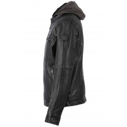 DRINK (REF. 63036)  BLACK - LEATHER JACKET WITH REMOVABLE HOOD