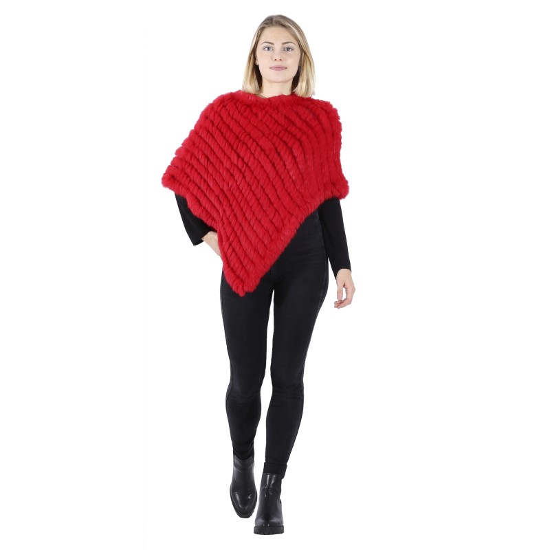 DAVOS (REF. 56034) FIRE - REAL FUR PONCHO - OAKWOOD - THE LEATHER BRAND