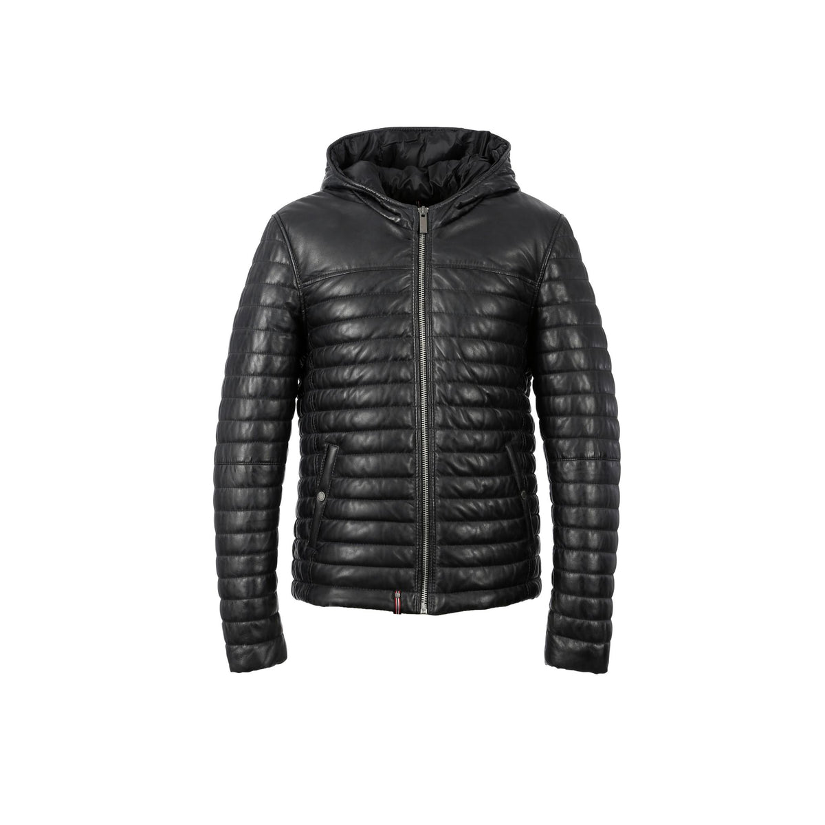 AURELIEN 3 (REF. 63110) NOIR- DOUDOUNE EN CUIR À CAPUCHE