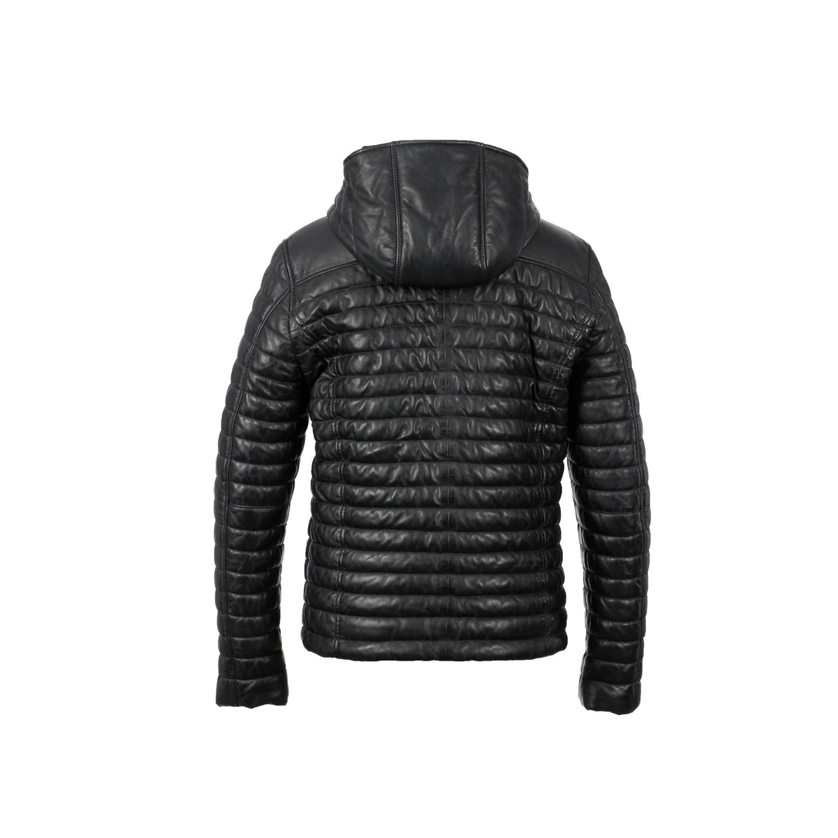 AURELIEN 3 (REF. 63110) NOIR- DOUDOUNE EN CUIR À CAPUCHE