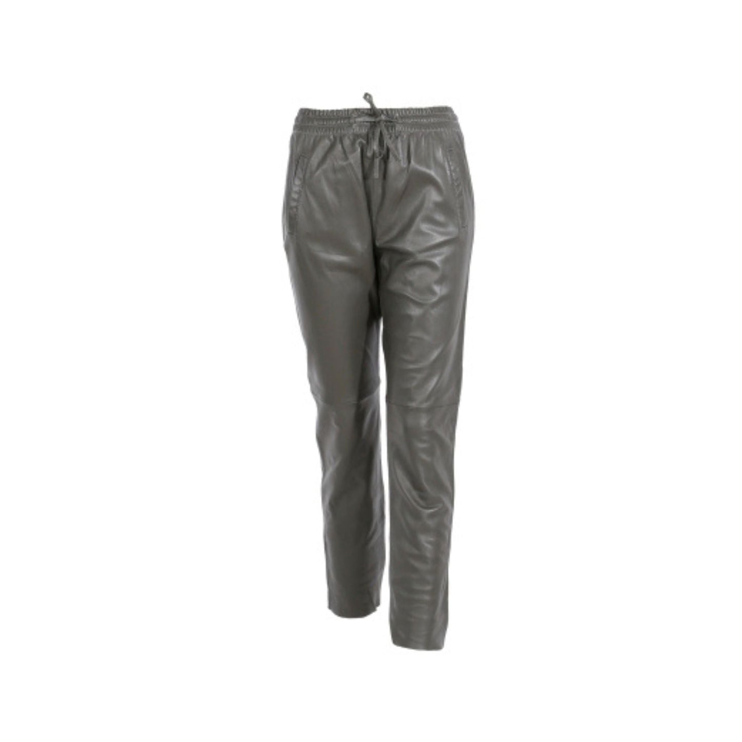 GIFT (REF. 63641) KAKI FONCÉ - PANTALON JOGPANT CUIR VÉRITABLE OAKWOOD