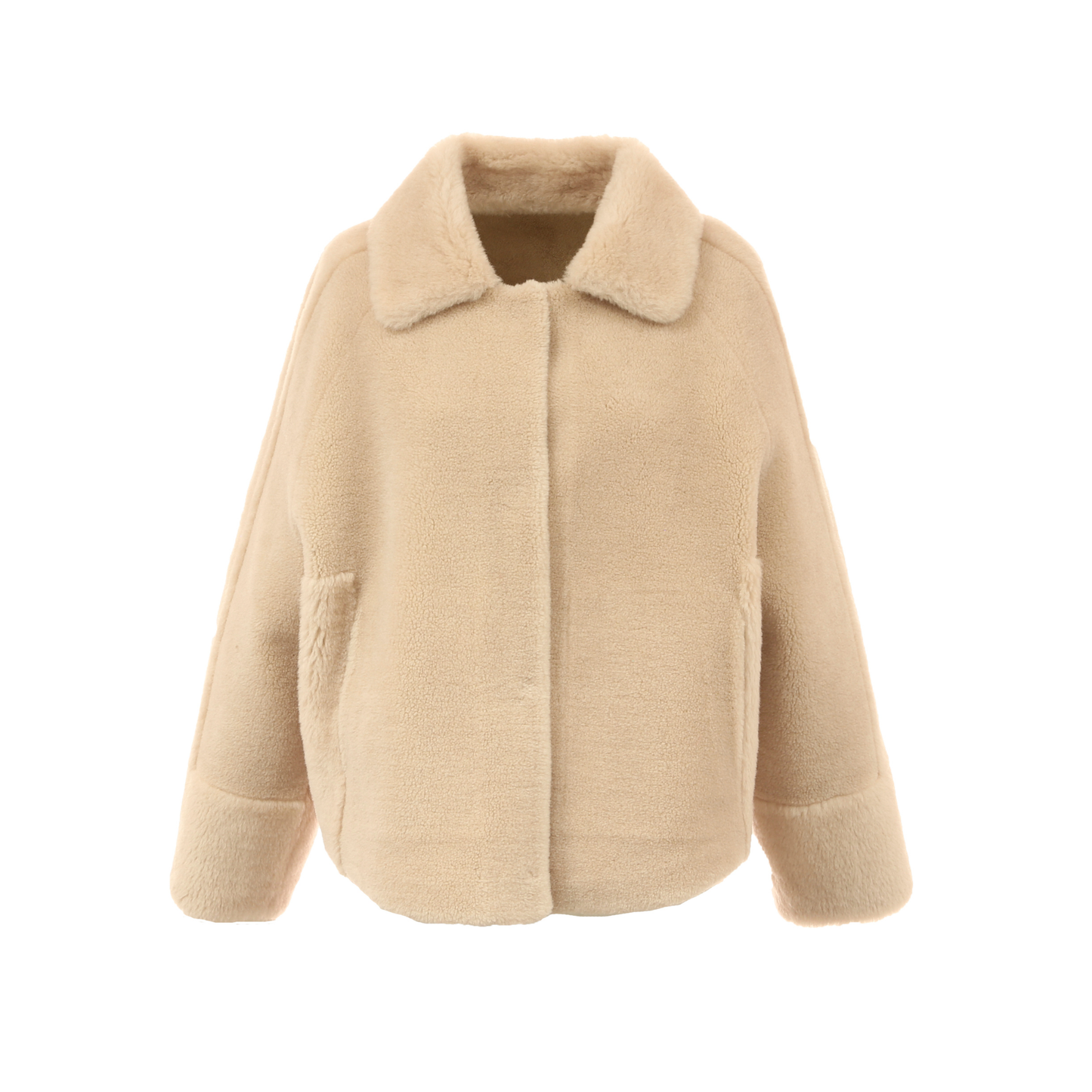 HELEN (REF. 63748) CAFE- VESTE RÉVERSIBLE EFFET PEAU LAINÉE (100% LAINE) OAKWOOD