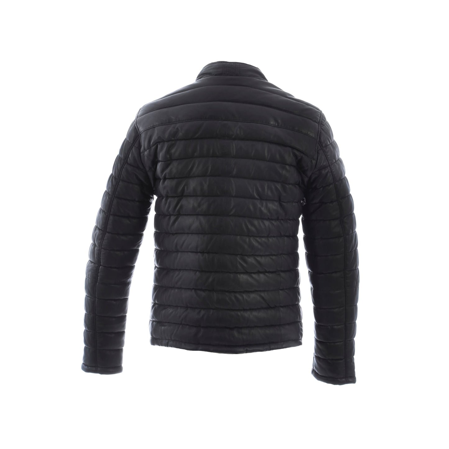 JULIEN (REF. 64027) NOIR - DOUDOUNE EN CUIR VÉRITABLE AVEC COL MAO PRESSIONNÉ OAKWOOD