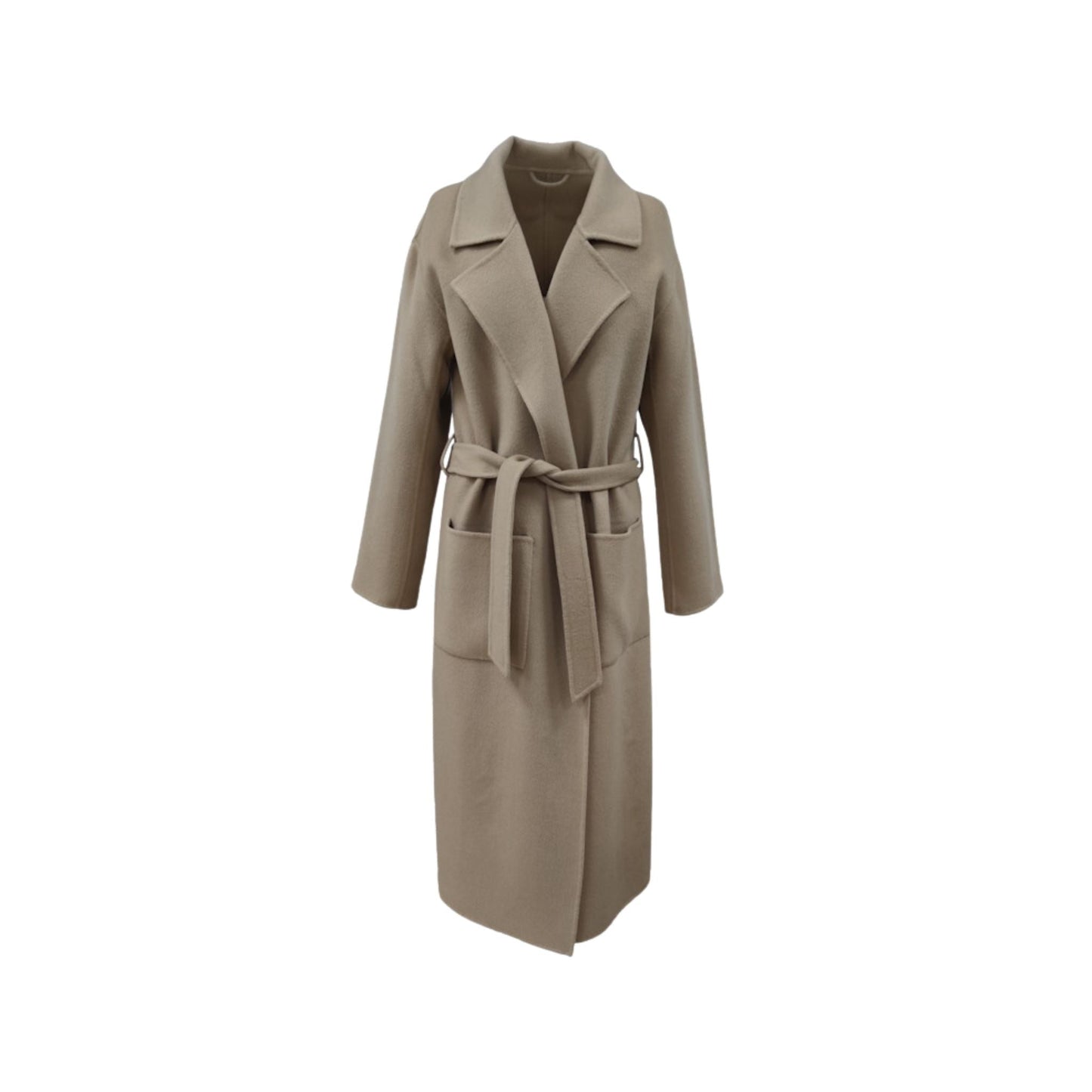 ALLEGORIA (REF. 64303) BEIGE CLAIR - MANTEAU EN LAINE MELANGEE AVEC CEINTURE A NOUER OAKWOOD
