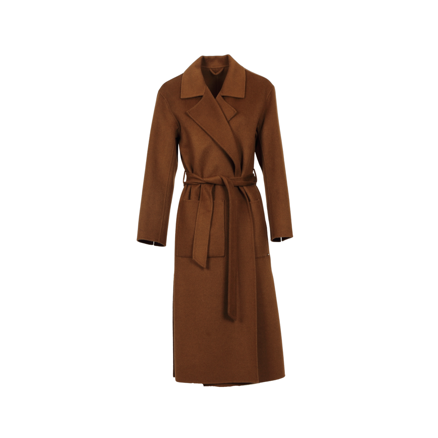 ALLEGORIA (REF. 64303) TABACCO- MANTEAU EN LAINE MELANGEE AVEC CEINTURE A NOUER