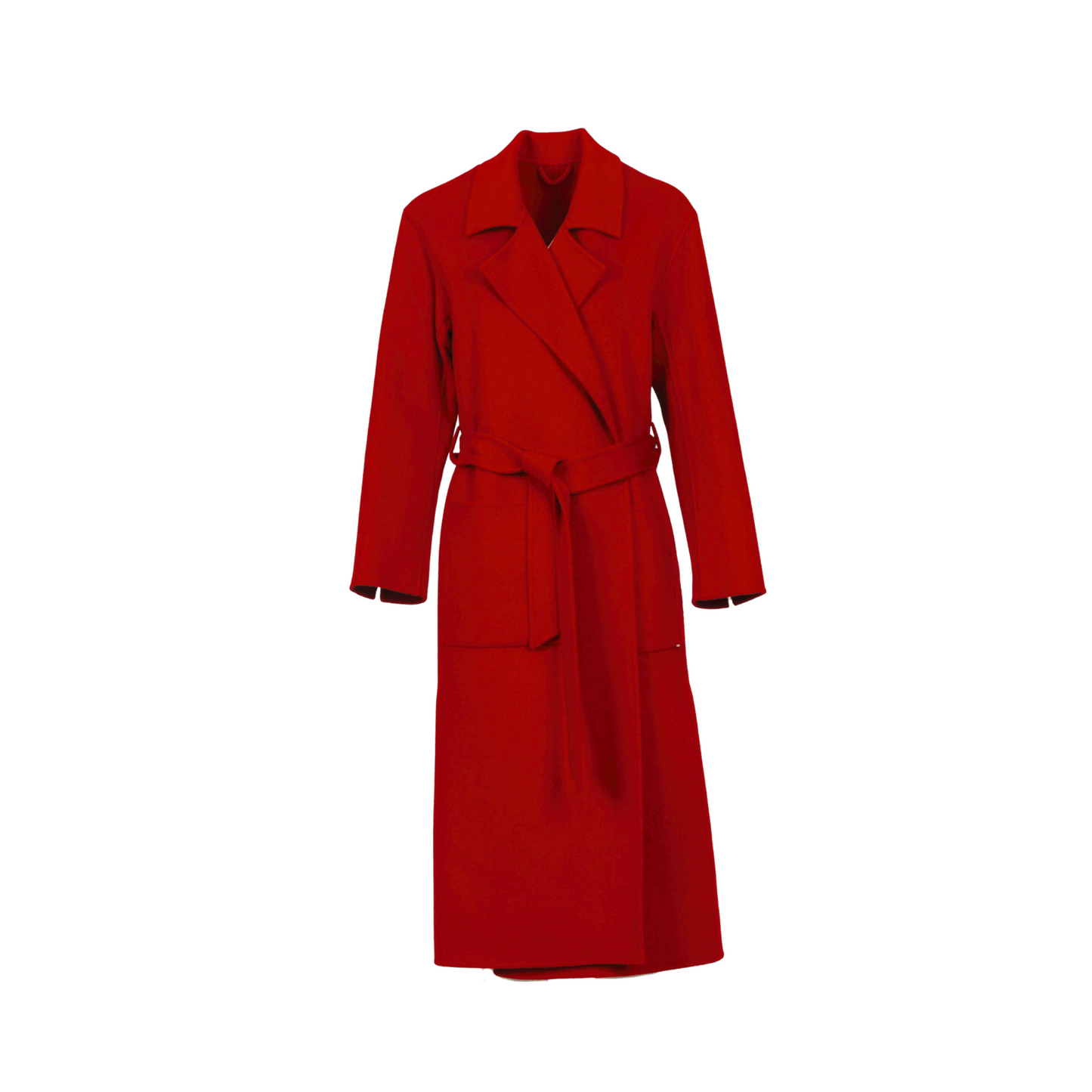 ALLEGORIA (REF. 64303) ROUGE- MANTEAU EN LAINE MELANGEE AVEC CEINTURE A NOUER