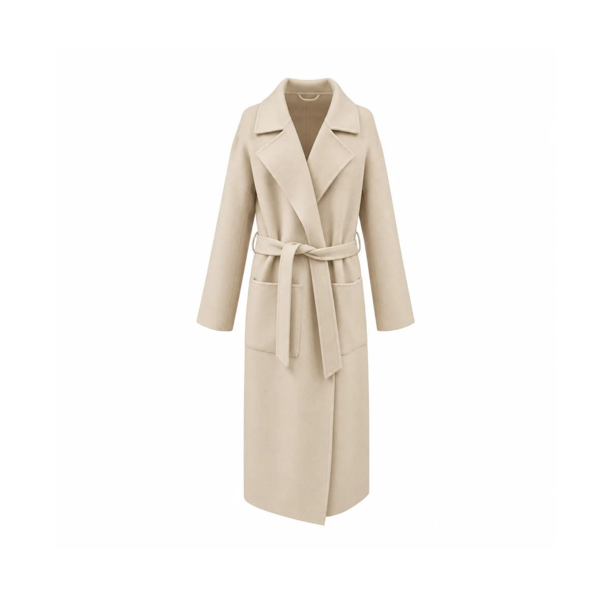 ALLEGORIA (REF. 64303) BEIGE CLAIR - MANTEAU EN LAINE MELANGEE AVEC CEINTURE A NOUER OAKWOOD