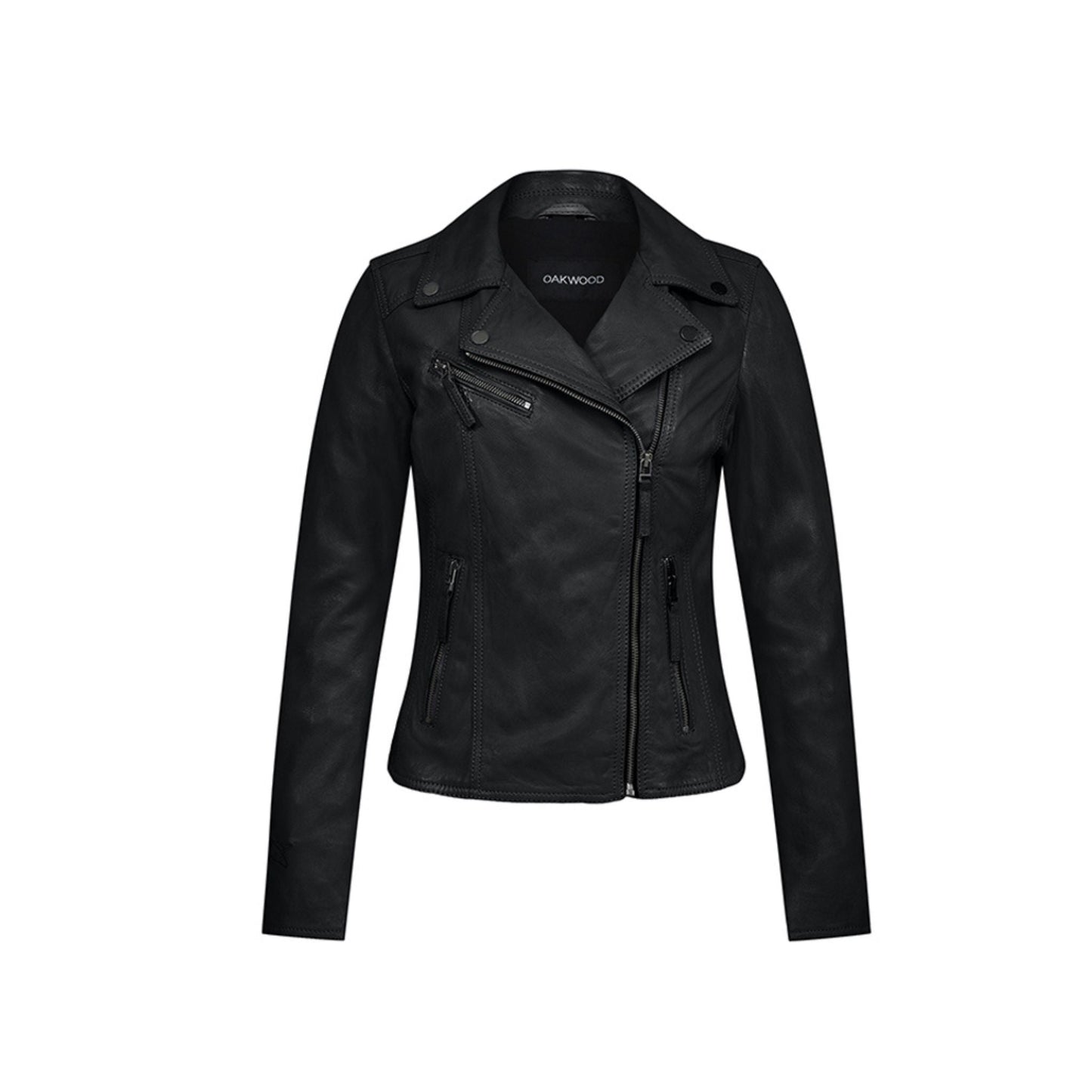 CLIPS (REF. 64624) NOIR - BLOUSON ASYMETRIQUE EPURE EN CUIR VÉRITABLE OAKWOOD