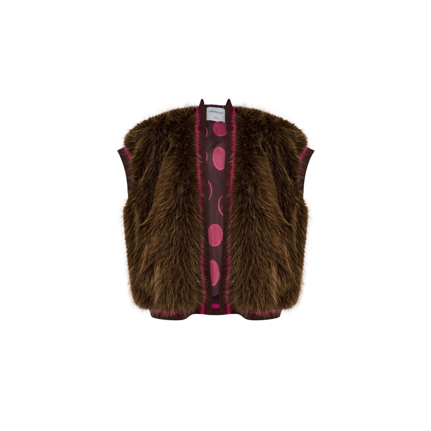 OLYMPIA (REF. 65095) MARRON  - GILET SANS MANCHE EN FAUSSE FOURRURE OAKWOOD