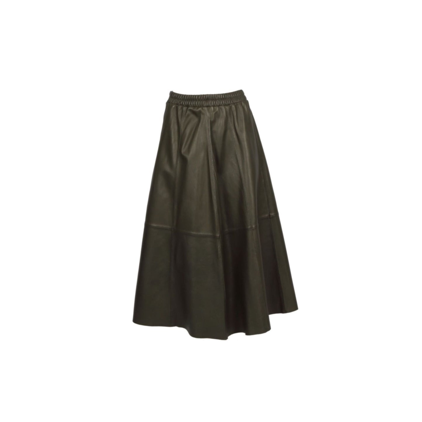 NAHEE (REF. 65102) KAKI FONCE -  JUPE EN CUIR VÉRITABLE OAKWOOD