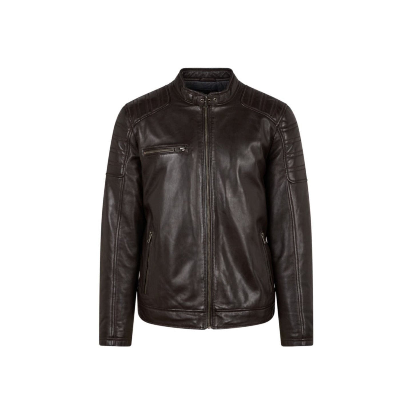 SHELBY (REF. 65178) MARRON - BLOUSON COL MAO EN CUIR VERITABLE OAKWOOD