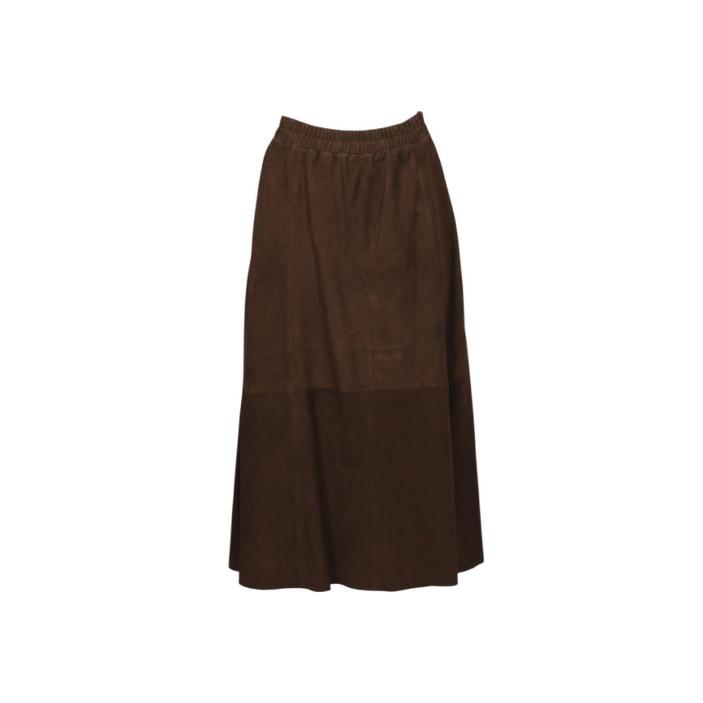 NAHEE (REF. 65186) CHOCO- JUPE EN CUIR VÉRITABLE DE CHEVRE VELOURS OAKWOOD