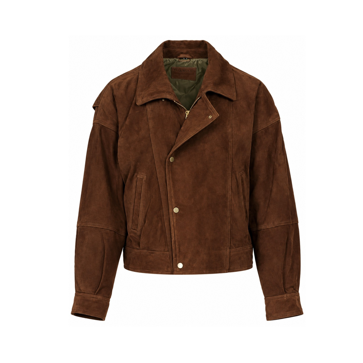 RIVIERA (REF. 65278) CHOCO - BLOUSON EN CUIR DE CHEVRE VELOURS OAKWOOD