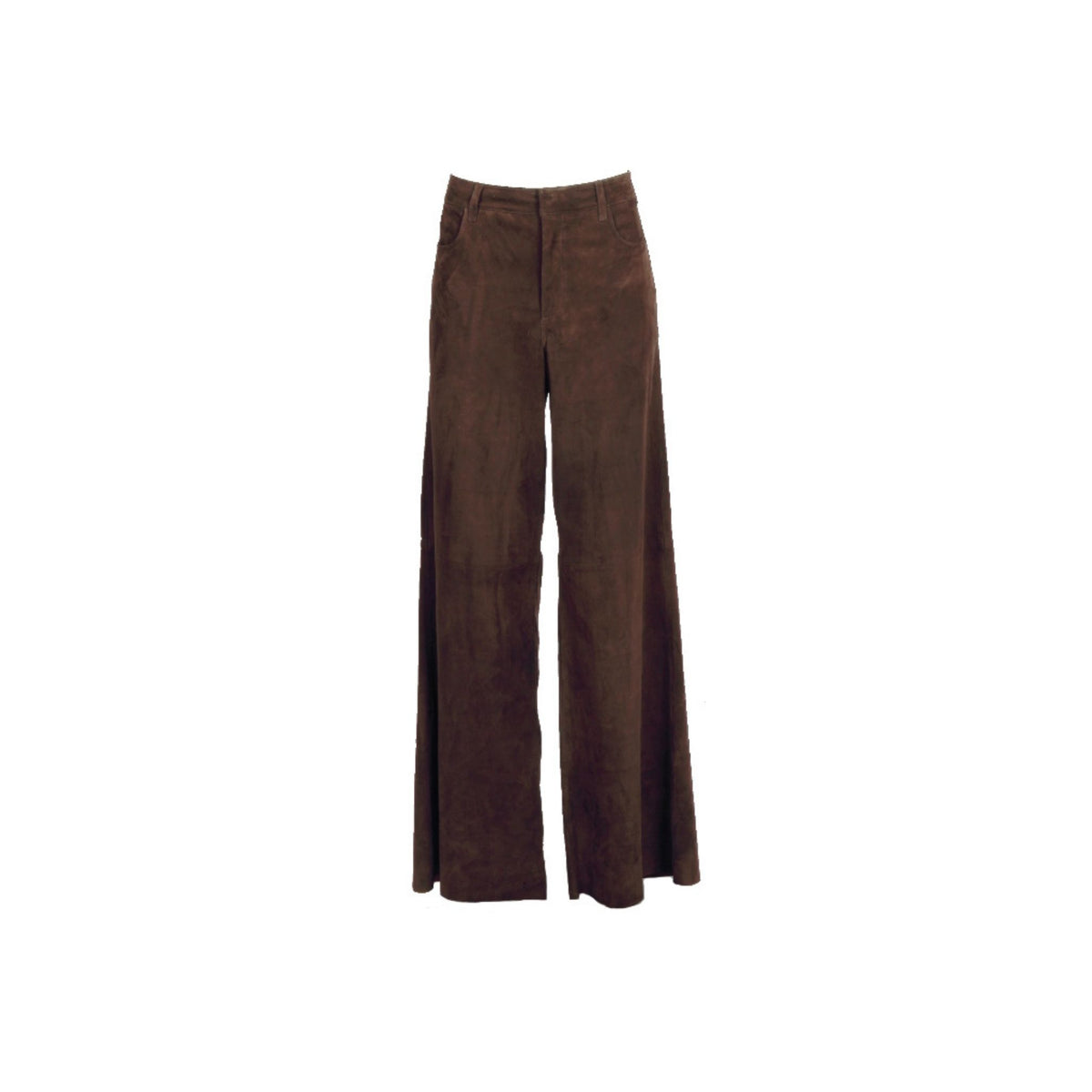 LIZZY (REF. 65341) CHOCO- PANTALON LARGE EN CUIR DE MOUTON VELOURS STRETCH