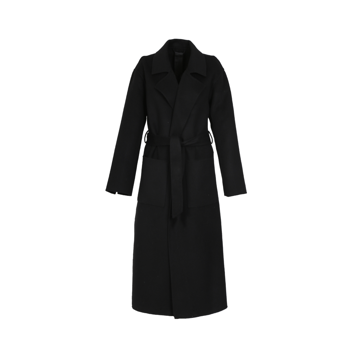 ALLEGORIA (REF. 64303) NOIR - MANTEAU EN LAINE MELANGEE AVEC CEINTURE A NOUER OAKWOOD