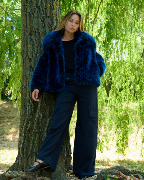 VESTE FAUSSE FOURRURE EWENA 65094 BLEU
