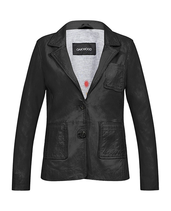 YUCCA REF. 64609 BLACK SHORT GENUINE LEATHER JACKET